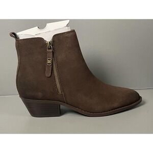 Lucky Brand Boots Womens Size 8 Brown LK-AILEIN Suede Ankle Booties Block Heel
